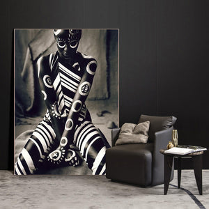 Black And White African Woman Poster HD Print Canvas Painting Decoration