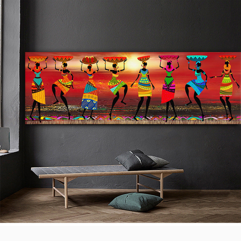 Home Single African Women Dancing Oil Painting Canvas Mural Decoration