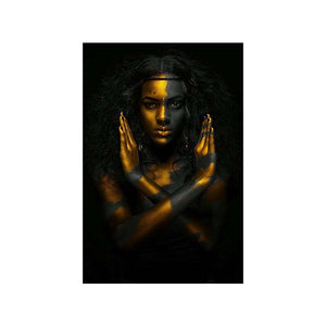African Woman Black Gold Female Retro Fashion Decorative Painting