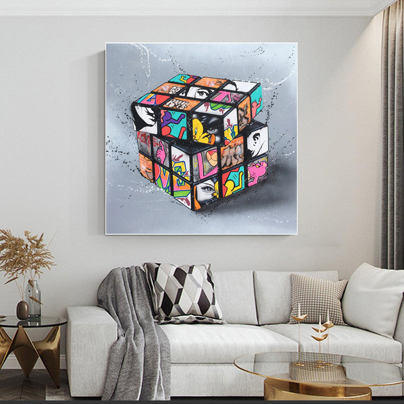 Doodle Rubik's Cube Creative Diamond Embroidery Home Living Room Decoration Painting