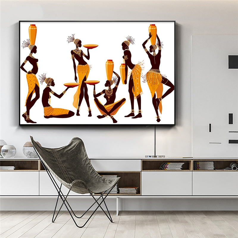 Abstract African Woman Canvas Painting On Wall Poster