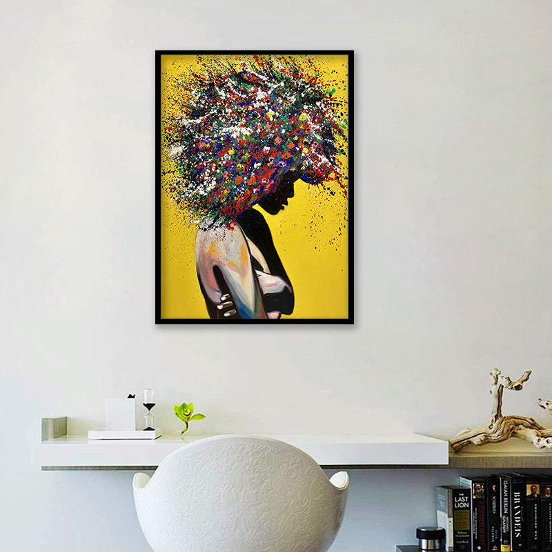 Girl portrait canvas print oil wall art poster