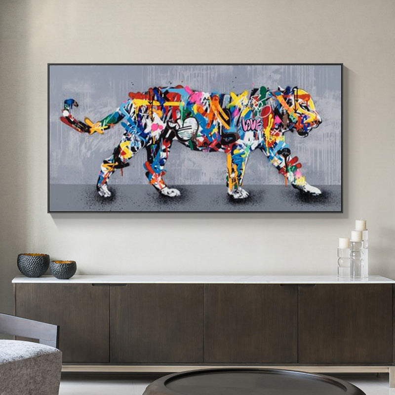 Large Size Graffiti Tiger Picture Canvas Painting For Living Room Decoration