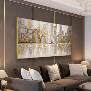 (4Prints) Selling Large Oil Painting Abstract City View Canvas Prints