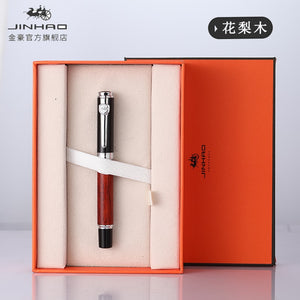 WOOD FOUNTAIN PEN Jinhao Pen Business Ink Pens Luxury Quality Red Wooden Stationery Students Business Office Medium Nib