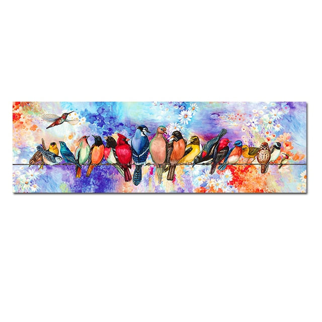 Colorful Flowers Birds Nature Art Posters and Prints