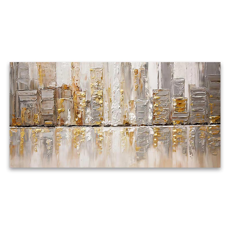 (4Prints) Selling Large Oil Painting Abstract City View Canvas Prints