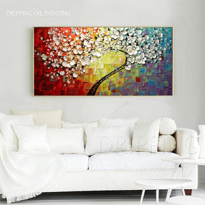 Skilled Artist Hand-painted High Quality Heavy Textured Flower Tree Oil Painting