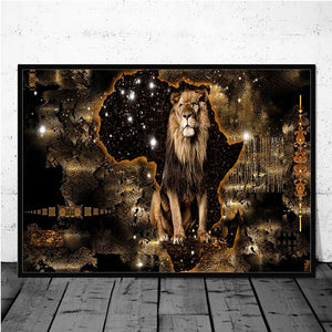 Abstract Lion Canvas Painting Print Street Graffiti Classic Animals Wall Art Posters Modern Pattern Wall Decoration Home Decor