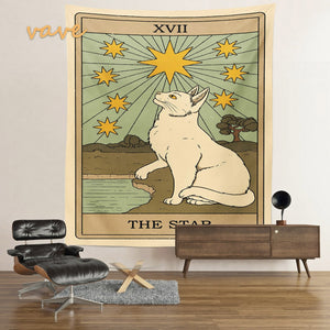 (20 Different Tapestry) Cat Tarot Card Tapestry Wall Hanging Boho Hippie Sun Moon Star Cloth Fabric Large Tapestry