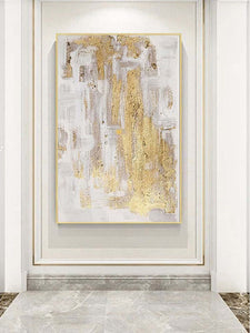 High quality Handmade acrylic oil painting on canvas texture golden foil