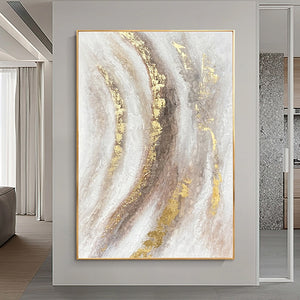 High quality Handmade acrylic oil painting on canvas texture golden foil
