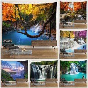 1(24 Different Tapestry)Forest Tree Jungle Large Fabric Tapestry Wall Hanging Landscape Waterfall prints