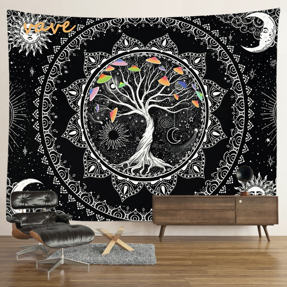 (24 Different Tapestry)Trippy Psychedelic Tree of Life Tapestry