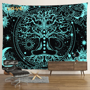 (24 Different Tapestry)Trippy Psychedelic Tree of Life Tapestry