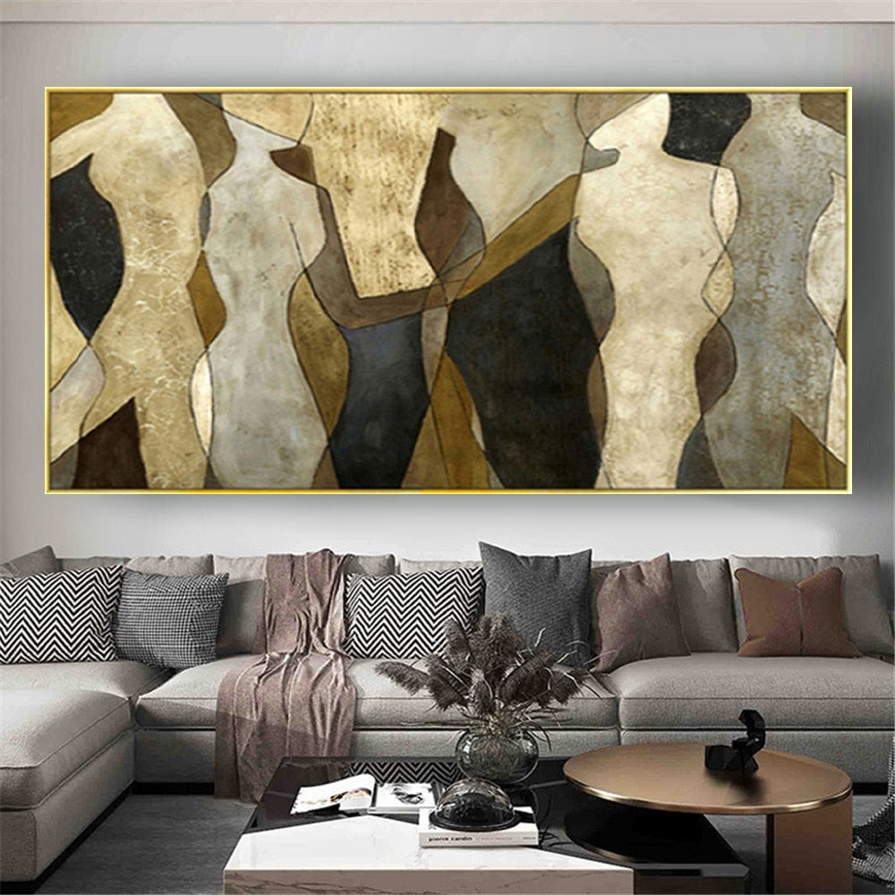 Gold Picasso Oil Painting On Canvas Handmade