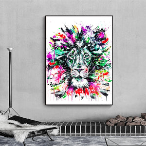Street Art Pop Abstract King Lion Wall Painting Decor Graffiti Canvas Poster Colorful Elephant Pictures Modern Home Decoration