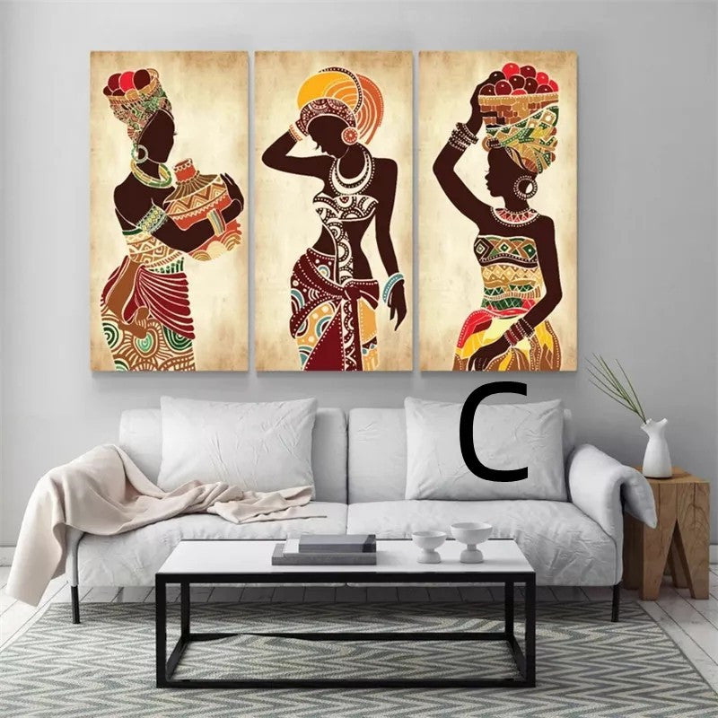 African Black Woman Canvas Painting Ethnic Art Poster