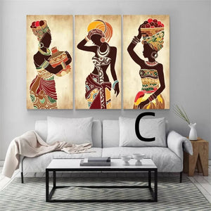 African Black Woman Canvas Painting Ethnic Art Poster