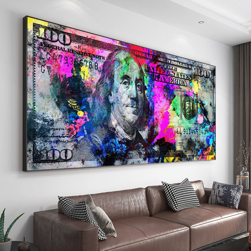 Colorful Hundred Money Canvas Painting