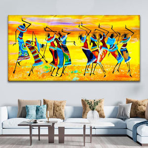 African Women Tribal Dance Canvas Painting Abstract Poster
