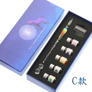 Glass Pen Dip-pen Gift Set Starry sky Color ink