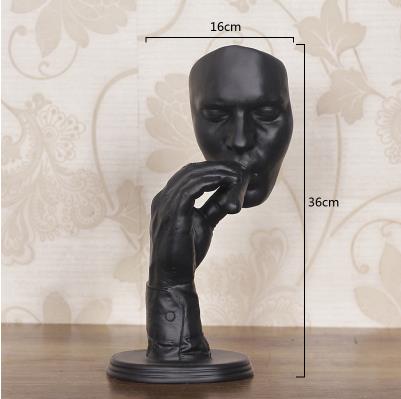 Retro Meditators Abstract Sculpture Man Smoking Cigar Creative Face Statue Character Resin Figurine Artwork Home Decorations