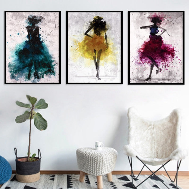 (3 Different Prints) Abstract Watercolor Skirt Fashion Decoration Canvas Print