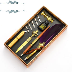 Retro Feather Pen Set Business Gift Pen European Style Dip Pen