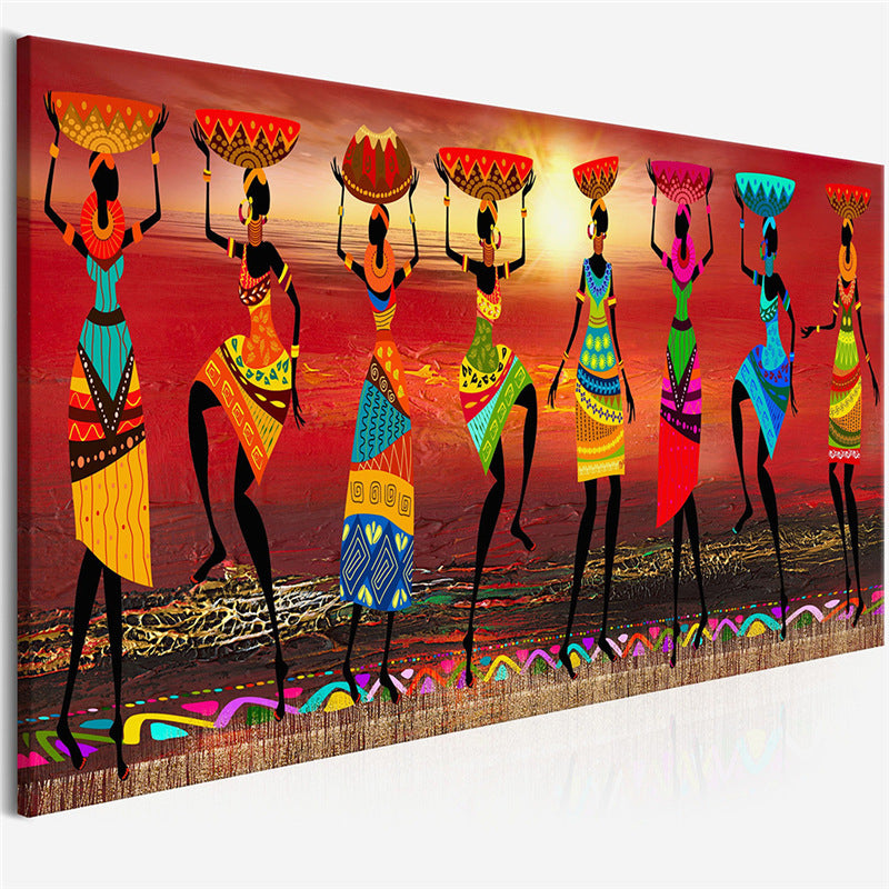 Home Single African Women Dancing Oil Painting Canvas Mural Decoration