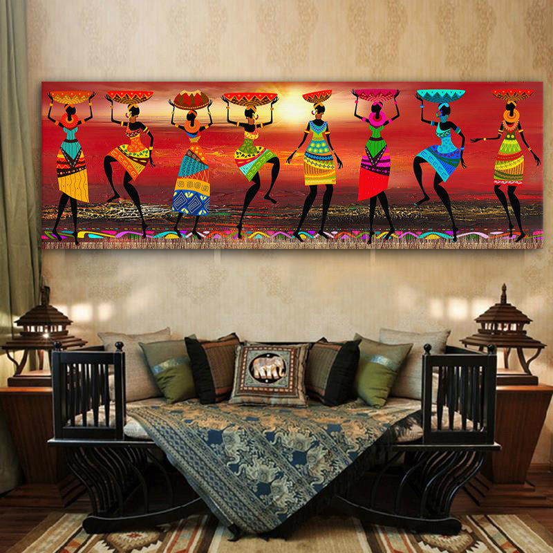 Home Single African Women Dancing Oil Painting Canvas Mural Decoration