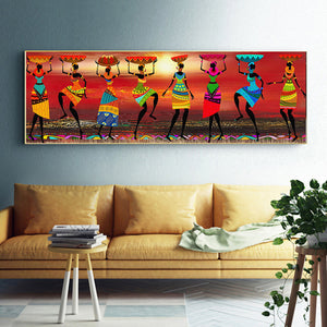 Home Single African Women Dancing Oil Painting Canvas Mural Decoration