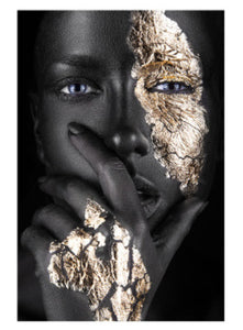 (5 Different Prints)Abstract Black Gold Woman Canvas Print