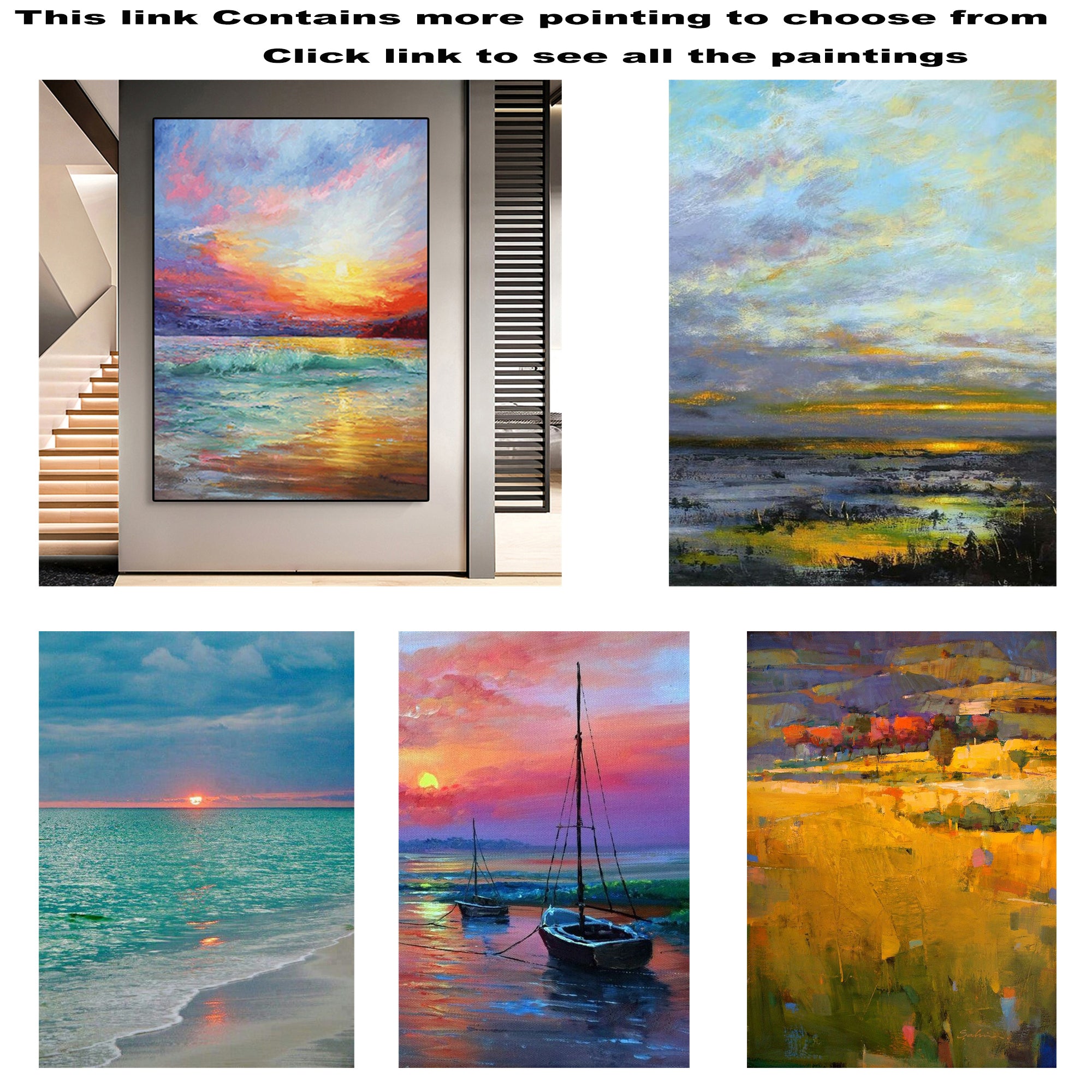 (16 Different prints) Modern Simple Nordic Sunrise Ocean Canvas Painting Landscape Prints