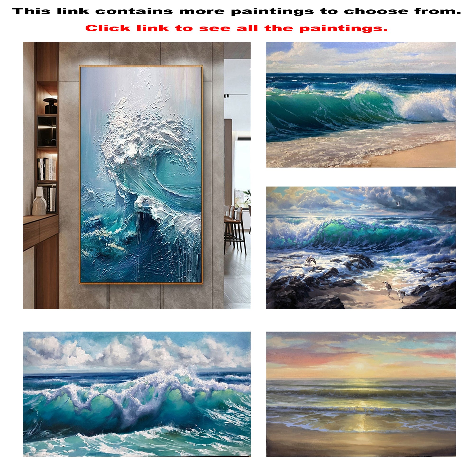 (20 Different prints) Abstract Ocean Waves Canvas Painting Texture Waves Prints Seascape Landscape