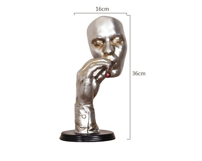 Retro Meditators Abstract Sculpture Man Smoking Cigar Creative Face Statue Character Resin Figurine Artwork Home Decorations