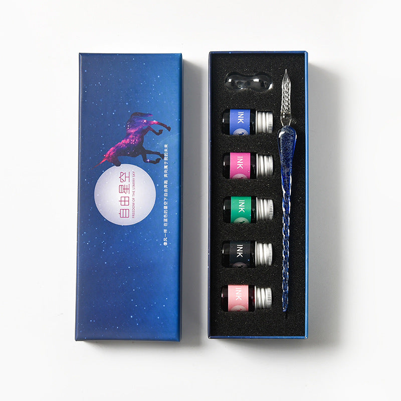 Glass Pen Dip-pen Gift Set Starry sky Color ink