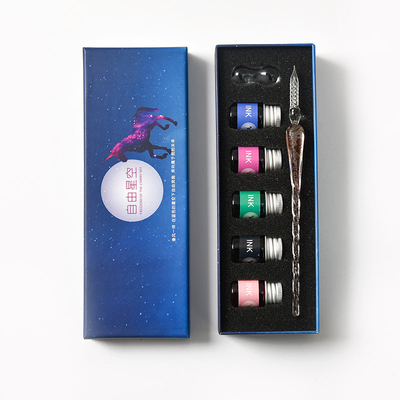 Glass Pen Dip-pen Gift Set Starry sky Color ink