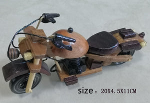 Retro Wooden Motorcycle Model Car Toy Doll Ornaments Wooden Handmade Home Office Decoration Crafts Children's Birthday Gifts