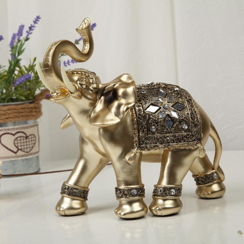 Eye-catching Elephant Figurine Fine Symbol Resin Elegant Elephant Trunk Sculpture for Home