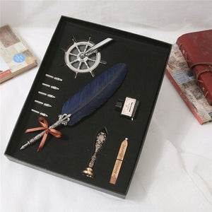 Calligraphy Feather Dip Pen Writing Ink Set Stationery Gift Box with 5 Nib Wedding Gift Quill Pen Fountain Pen