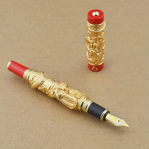 Jinhao Double Dragon / Snake Vintage Luxurious Fountain Pen / Pen Holder Full Metal Carving Embossing Heavy Gift Pen Collection