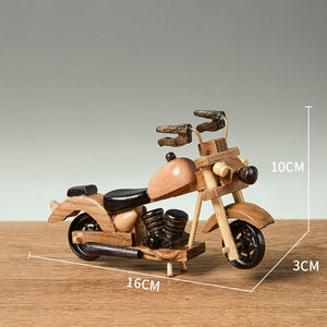 Retro Wooden Motorcycle Model Car Toy Doll Ornaments Wooden Handmade Home Office Decoration Crafts Children's Birthday Gifts