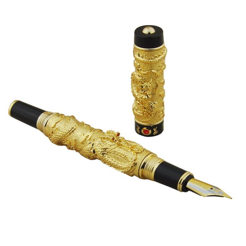 Jinhao Double Dragon / Snake Vintage Luxurious Fountain Pen / Pen Holder Full Metal Carving Embossing Heavy Gift Pen Collection