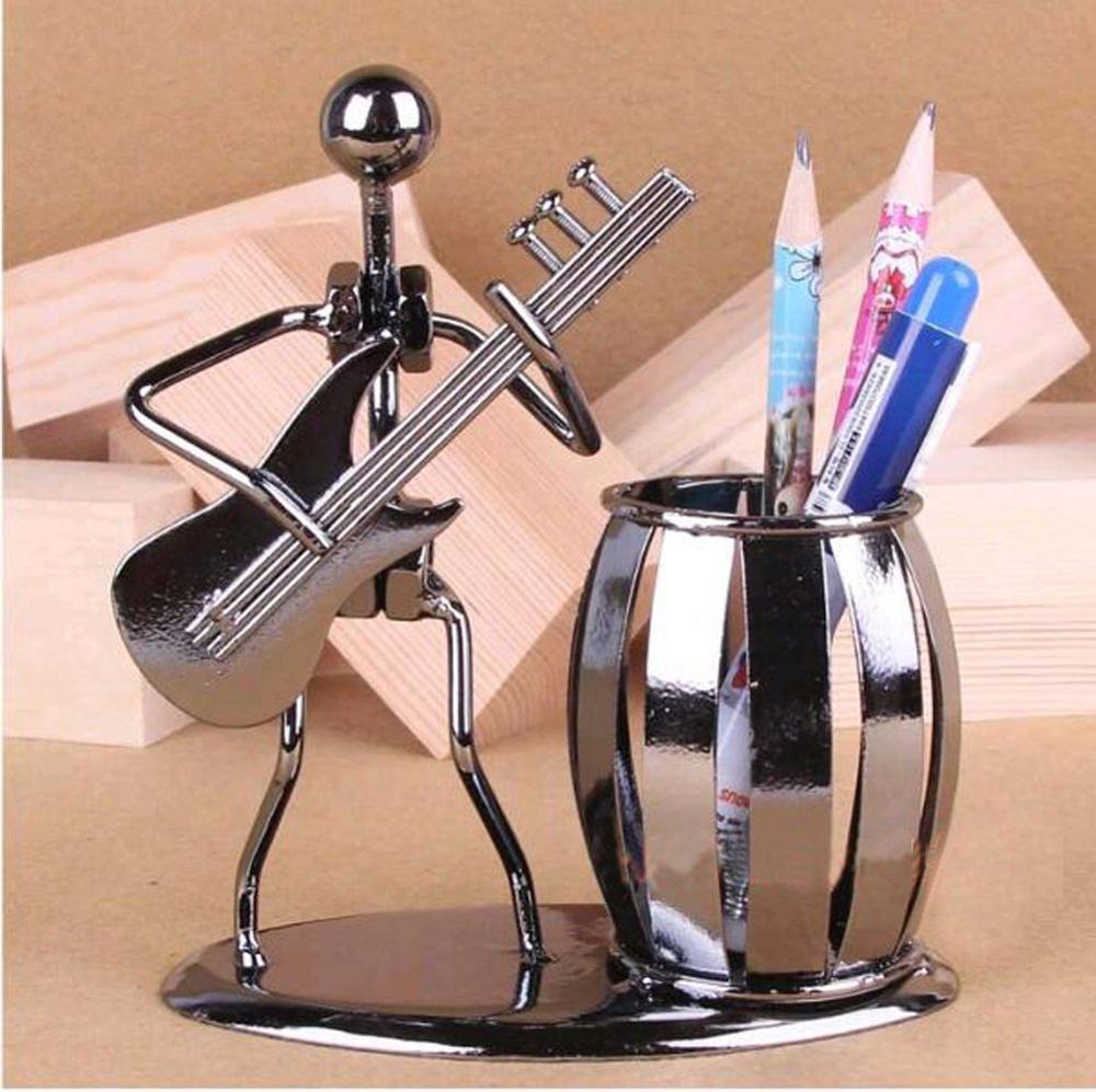 Metal Guitar Bass Violin Rocker Pencil Pen Holder Cup Desktop Stand Storage Box Home Decoration Accessories