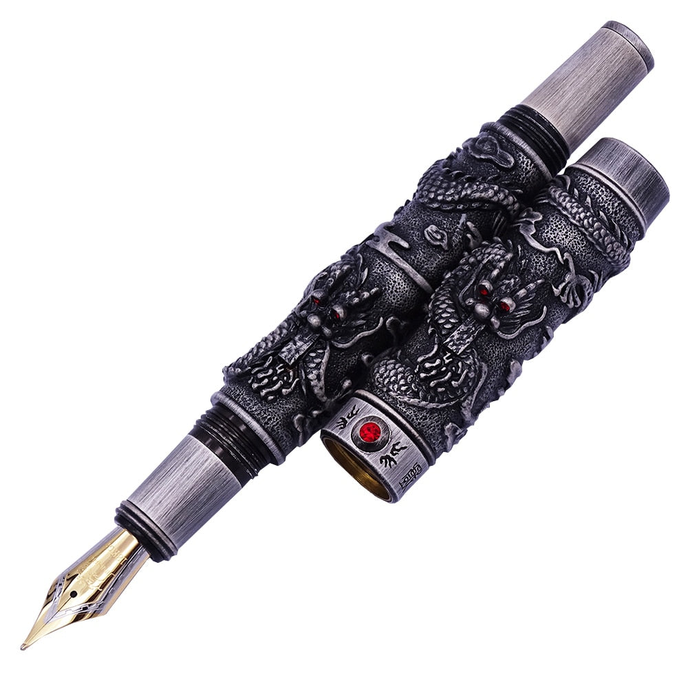 Jinhao Double Dragon / Snake Vintage Luxurious Fountain Pen / Pen Holder Full Metal Carving Embossing Heavy Gift Pen Collection