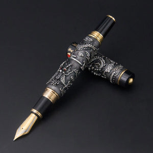 Jinhao Double Dragon / Snake Vintage Luxurious Fountain Pen / Pen Holder Full Metal Carving Embossing Heavy Gift Pen Collection