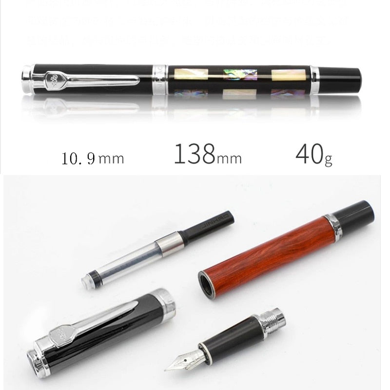 WOOD FOUNTAIN PEN Jinhao Pen Business Ink Pens Luxury Quality Red Wooden Stationery Students Business Office Medium Nib