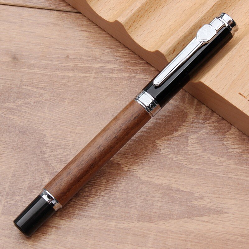 WOOD FOUNTAIN PEN Jinhao Pen Business Ink Pens Luxury Quality Red Wooden Stationery Students Business Office Medium Nib