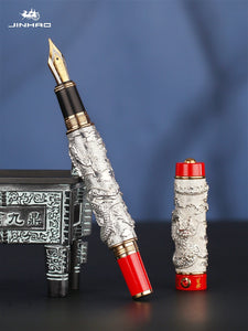 Luxury Jinhao Double Dragon Fountain Pen Writing Ink pens gift Iridium M Nib Advanced Craft Writing Single or with gift pen box